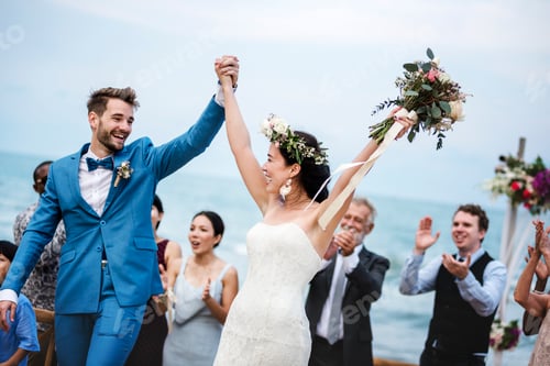 Preview: Young couple in a wedding ceremony at the beach