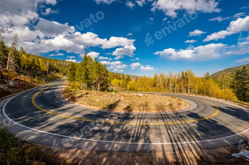 Preview: Hairpin turn at autumn in Colorado, USA.