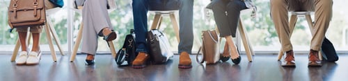 Preview: Business people, row and office with recruitment for hiring or opportunity, inclusion for interview