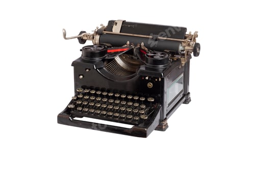 Preview: Antique black typewriter isolated on a white background