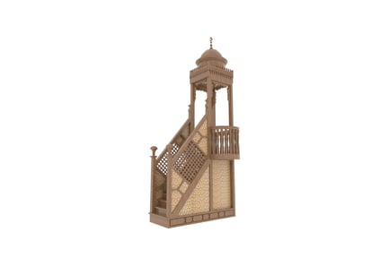Preview: Carved wooden tower with domed roof and latticed balconies