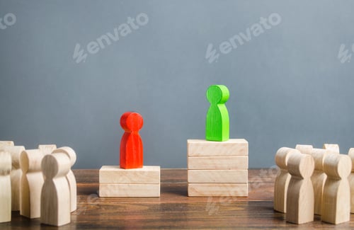 Competitive Advantage Concepts with Wooden Figures