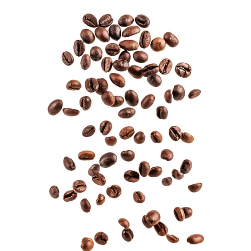 Preview: Roasted Coffee Beans in Free Fall Against White