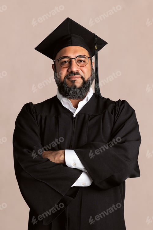 Preview: Proud senior man in a graduation gown mockup
