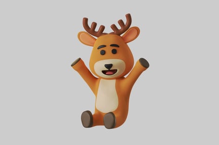 Preview: Cartoon reindeer sitting upright
