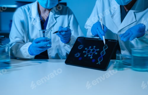 Preview: Scientists conducting research in a biotechnology lab.