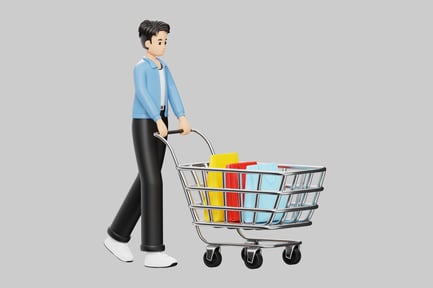 Preview: Shopper with shopping cart bags
