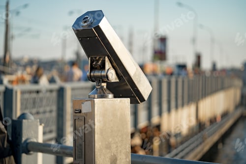 Preview: Telescope on top of observation deck in tourist place