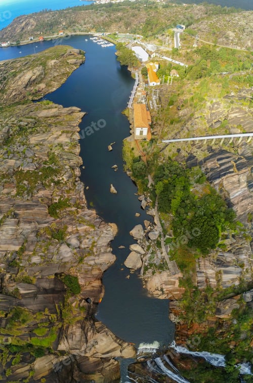 Preview: Aerial view of the Waterfall of Ezaro. Galicia, Spain. Drone Photo