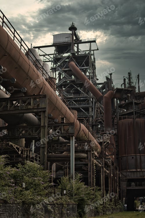 Preview: The Pipes and old mining industrial facilities in the Duisburg-Nord Park in Germany