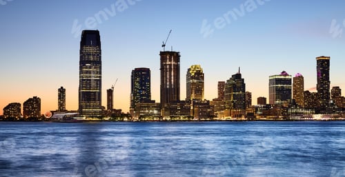 Preview: New Jersey skyline at dusk, USA.