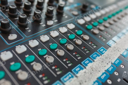 Preview: Equipment for DJ and musicians sound mixer.