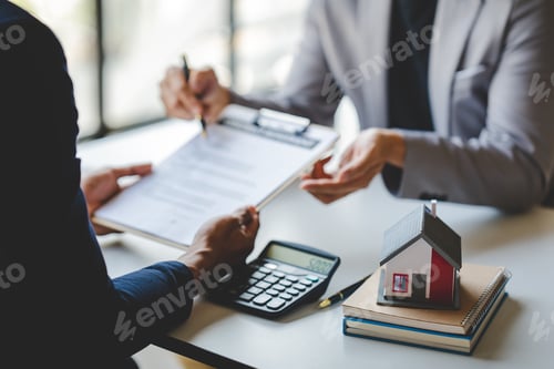 Preview: real estate agent Delivering keys and model homes to customers and home insurance contracts; home mo