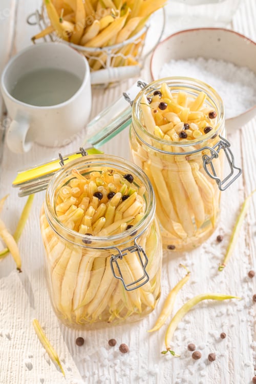 Preview: Homemade pickled green bean made of organic vegetables.