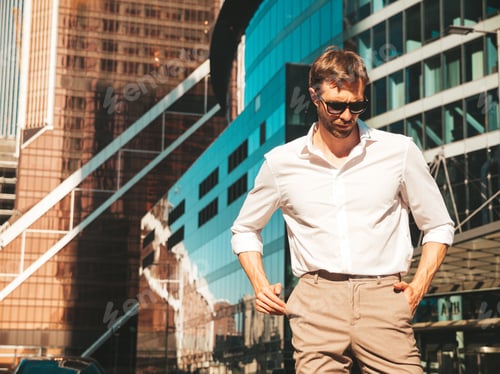 Preview: Handsome man posing outdoors