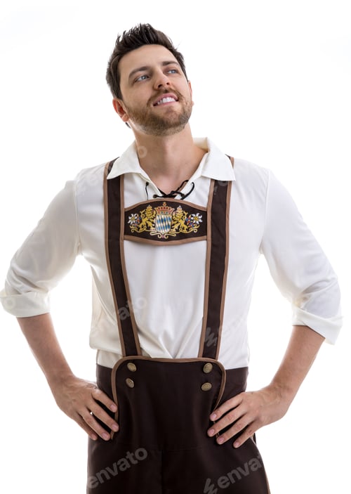 Preview: Young Man In Traditional Bavarian Costume On White Background