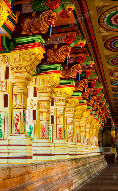 Preview: Corridors of Ramanathaswamy temple, Rameswaram, Tamil Nadu, India.