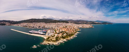 Preview: Aerial view of Kavala. Visitors can enjoy breathtaking panoramas of the city's colorful buildings