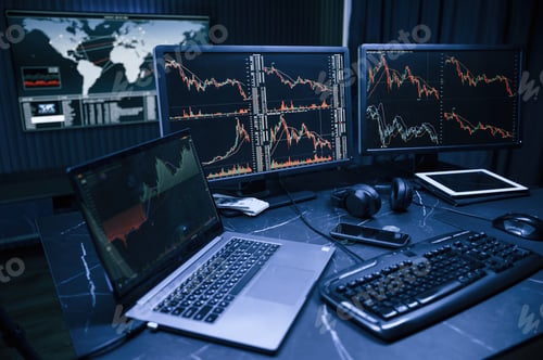 Preview: Cyber criminal haker dark room for massive attack of corporate big data servers