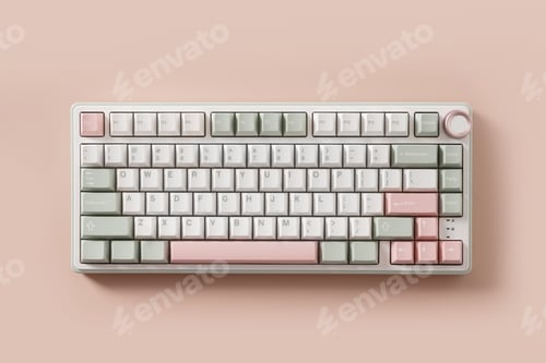 Preview: Modern mechanical keyboard. Minimal style and design keyboard. Custom build keyboard.