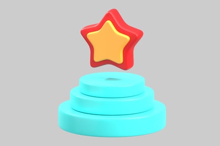 Preview: Abstract three-dimensional object with star-shaped component and circular base