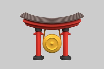 Preview: Red and gold structure with curved top