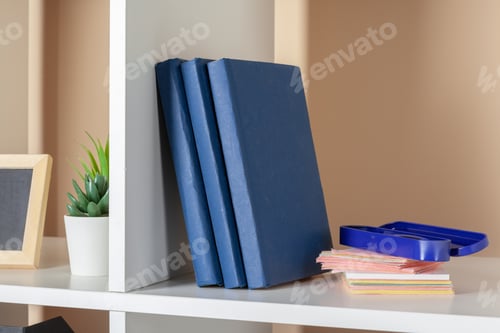 Preview: File folders, standing on the shelves at office