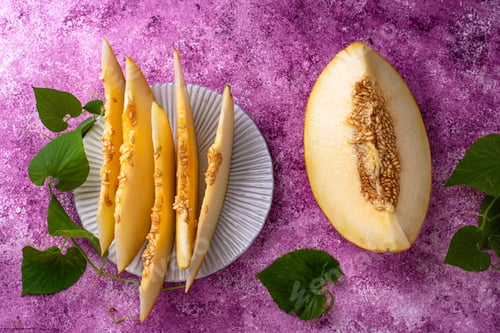 Preview: Fresh sweet ripe juicy sliced melon