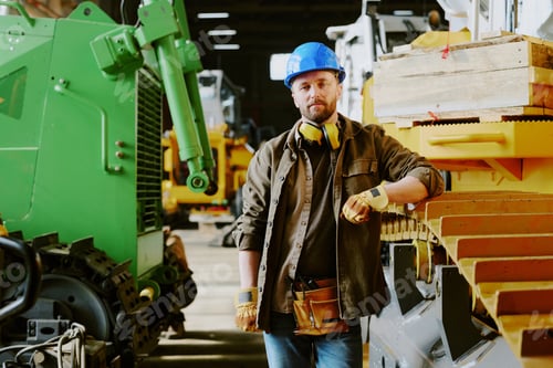 Preview: Bearded Man At Work In Heavy Machinery Factory