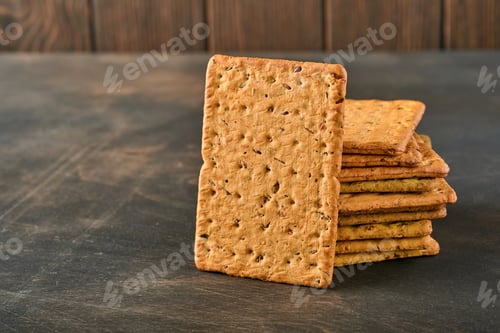 Preview: Cracker with flax seeds and oat bran rectangular shape for healthy, dietary and balanced diet on dar