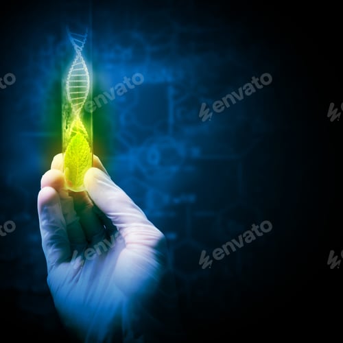 Visualização: Close Up Image Of Human Hand Holding Test Tube. Science Concept