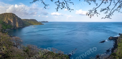 Preview: Panoramic Aerial view of Baia dos Golfinhos (Dolphins Bay) - Fernando de Noronha, Pernambuco, Brazil