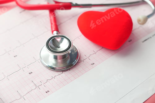 Preview: stethoscope and heart on a cardio diagram.