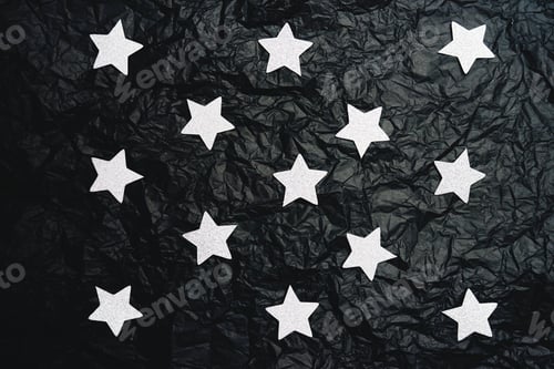 Preview: Fake sky night doing with silver stars and crumpled black paper