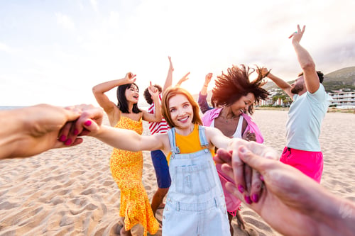 Preview: Group of young best friends bonding outdoors
