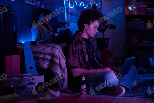 Preview: College Student Having Fun in Retro Dorm Room