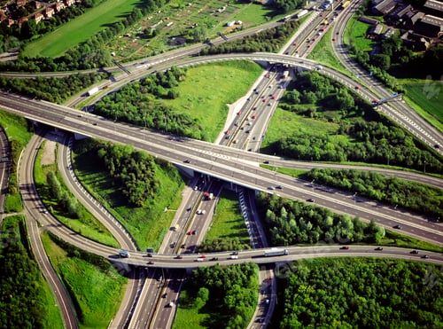 Preview: Aerial view of a motorway intersection