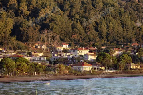 Preview: Residential Homes by the beach on Ionian Sea in a small touristic Town. Katakolo, Greece.