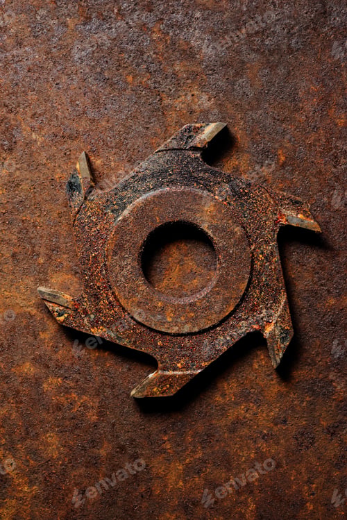 Preview: Old milling cutter on rusty metal background