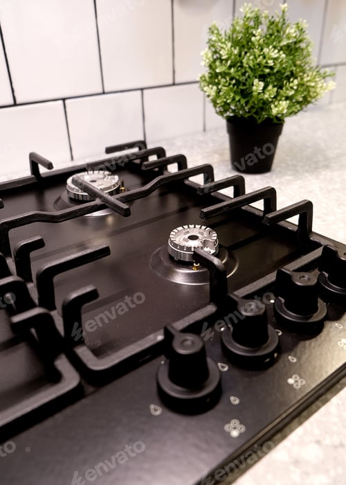 Preview: Modern Gas Stove Burner, Great Design For Any Purposes. Top View.