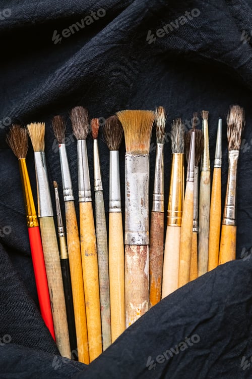 Preview: Artist Paintbrushes. Artistic Brushes, Close Up.