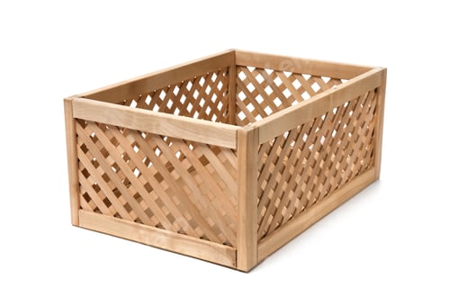 Preview: Empty open wooden crate isolated on white