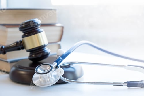 Preview: Gavel and stethoscope. medical jurisprudence. legal definition of medical malpractice.