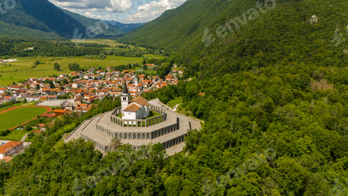 Preview: Drone Shot Capturing The Italian Charnel House in Kobarid, Slovenia
