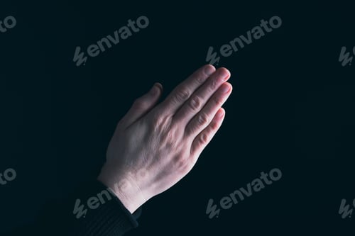 Preview: Woman hands in praying position low key image