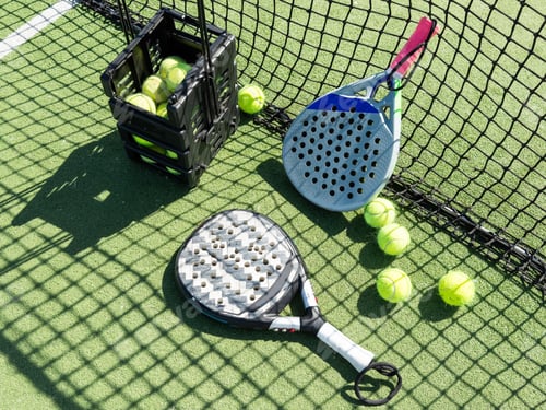 Preview: Paddle racket with a ball ready to play the fastest growing sport in recent years worldwide. Padel