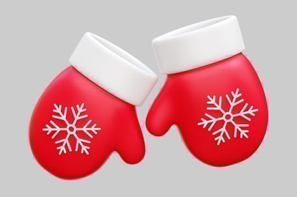 Visualização: Luvas vermelhas aconchegantes com flocos de neve