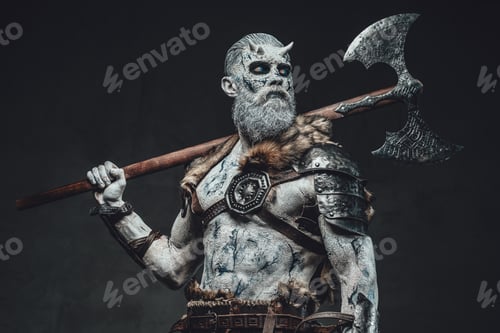 Preview: Iced warrior in armour and with two handed axe on his shoulder