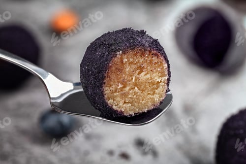 Preview: Homemade truffles. Round sweets. Truffle a almonds.