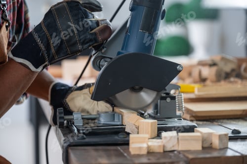 Preview: The carpenter is using the tools to work in the wooden studio.